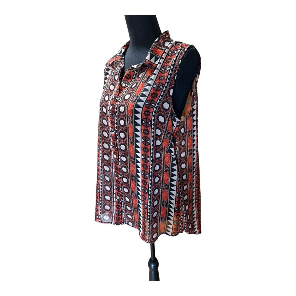 H&M Red and Black Geometric Button Down Shirt - Picture 4 of 6